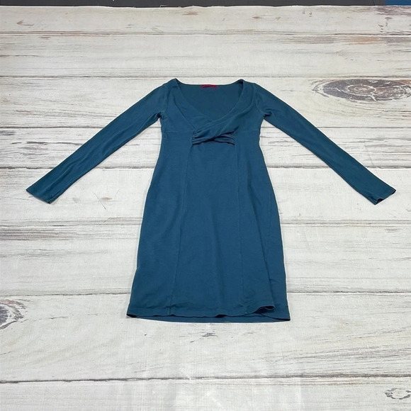 Velvet Nordstrom Midi Dress Sheath Long Sleeve V Neck Blue Size Small S - Picture 9 of 16
